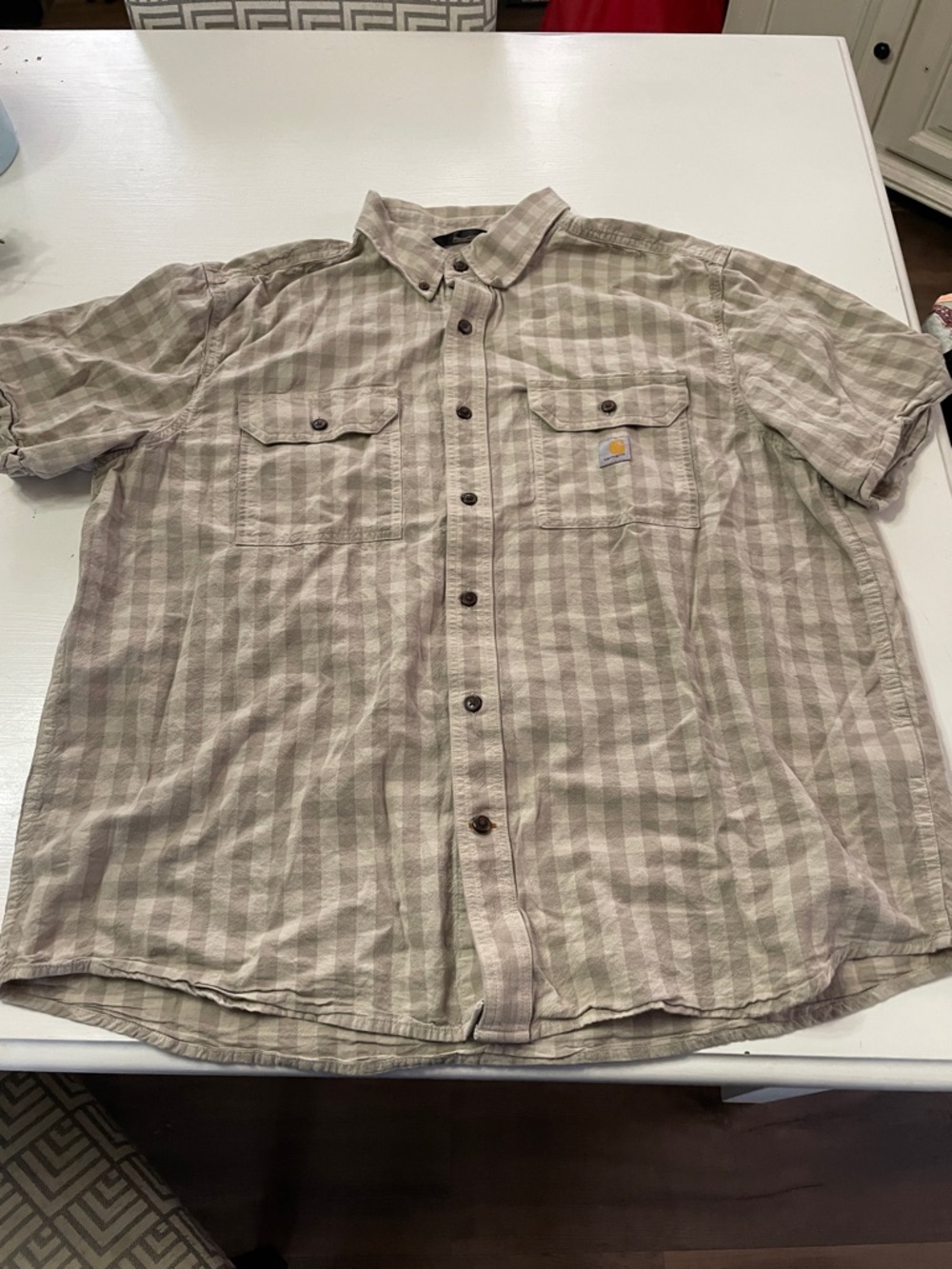 Carhartt loose fit plaid button down shirt size XL